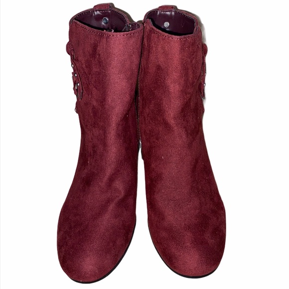 SAM EDELEMAN Vinnie Maroon Red Suede Ankle Booties Size 6.5 - Picture 6 of 9